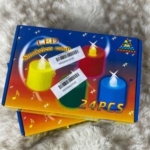 NIB Smokeless LED Colored Tea Light Candles, Two 24 ct. Boxes
